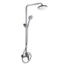 Chrome shower set with rain shower head and handheld shower on a white background