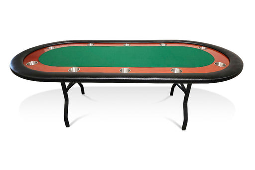 Poker table with green playing surface on a white background